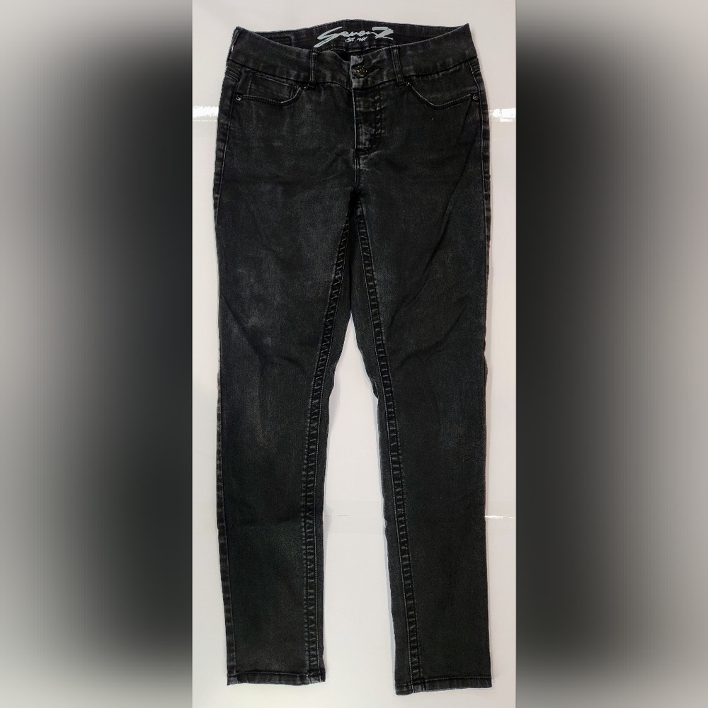 Seven 7 Jeans Women Size 10 Skinny High Rise Black Denim Jeans Stretch 0004